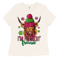 Bone i'm freakin freezin pink christmas long haired cow Ladies Tee - Jasminsmagicworld