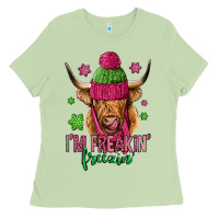Matcha i'm freakin freezin pink christmas long haired cow Ladies Tee - Jasminsmagicworld