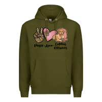 Army Green peace love golden retriever Premium Hoodie - JahusDesignShop