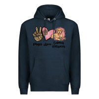 Navy peace love golden retriever Premium Hoodie - JahusDesignShop