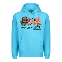 Ocean Blue peace love golden retriever Premium Hoodie - JahusDesignShop