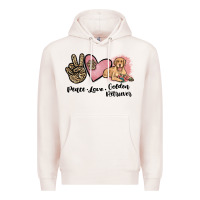 Pale Pink peace love golden retriever Premium Hoodie - JahusDesignShop