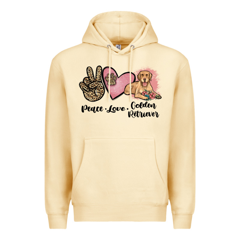Peace Love Golden Retriever Premium Hoodie by JahusDesignShop | Teevron