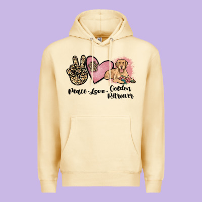 Peace Love Golden Retriever Premium Hoodie Designed By Jahusdesignshop