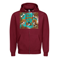 Burgundy life is better with a dog Zipper Hoodie - TumblerDesignByShophia