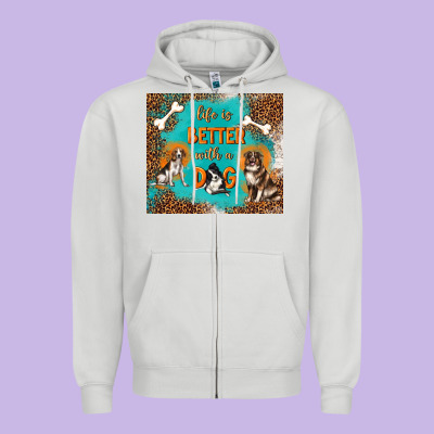 Life Is Better With A Dog Zipper Hoodie Designed By Tumblerdesignbyshophia