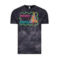 Cloud Black merry and bright christmas tree Vintage Tee - MaliasSmallBusiness
