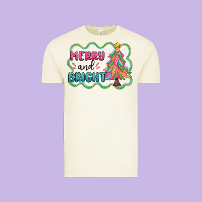 Merry And Bright Christmas Tree Vintage Tee Designed By Maliassmallbusiness