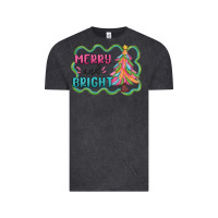 Vintage Black merry and bright christmas tree Vintage Tee - MaliasSmallBusiness