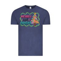 Vintage Denim merry and bright christmas tree Vintage Tee - MaliasSmallBusiness
