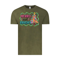 Vintage Olive merry and bright christmas tree Vintage Tee - MaliasSmallBusiness