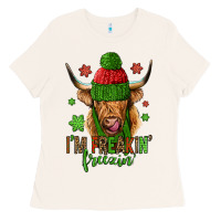 Bone i'm freakin freezin christmas long haired cow Ladies Tee - Jasminsmagicworld