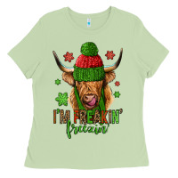 Matcha i'm freakin freezin christmas long haired cow Ladies Tee - Jasminsmagicworld