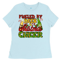 Baby Blue fueled by beer and christmas cheer with beer bottles Ladies Tee - AdoDesignShop