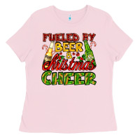 Bubblegum Pink fueled by beer and christmas cheer with beer bottles Ladies Tee - AdoDesignShop