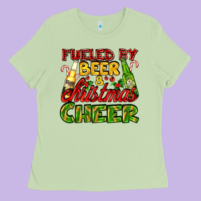 Fueled By Beer And Christmas Cheer With Beer Bottles Ladies Tee Designed By Adodesignshop