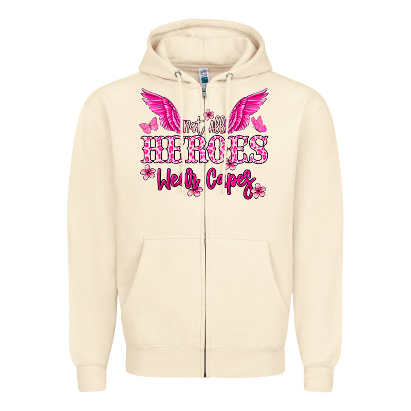 Not All Heroes Wear Capes Cancer Awareness Zipper Hoodie by HowdyJamesFarm | Teevron