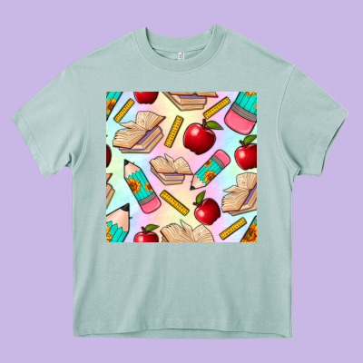 School Seamless Pattern Heavy Core Tee Designed By Bundleandbundleshop