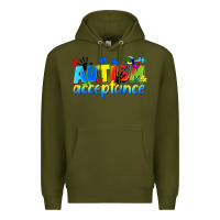 Army Green Autism acceptance Premium Hoodie - CowGirlArtShop