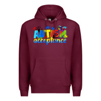 Burgundy Autism acceptance Premium Hoodie - CowGirlArtShop