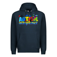Navy Autism acceptance Premium Hoodie - CowGirlArtShop