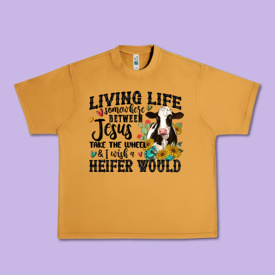 Living Life Somewhere Between Jesus Take The Wheel Urban Heavy Tee Designed By Maliassmallbusiness