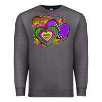 Charcoal Heather mardi gras heart olivia Premium Sweatshirt - OliviaCreatesArt