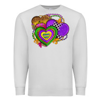 Dove Grey mardi gras heart olivia Premium Sweatshirt - OliviaCreatesArt