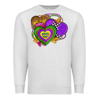 Oatmeal Heather mardi gras heart olivia Premium Sweatshirt - OliviaCreatesArt
