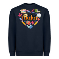 Navy teacher heart Heavyweight Sweatshirt - Artiststas