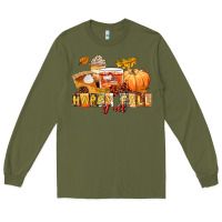 Army Green happy fall y'all Long Sleeve Tee - LillyAllenDesigns