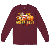 Burgundy happy fall y'all Long Sleeve Tee - LillyAllenDesigns
