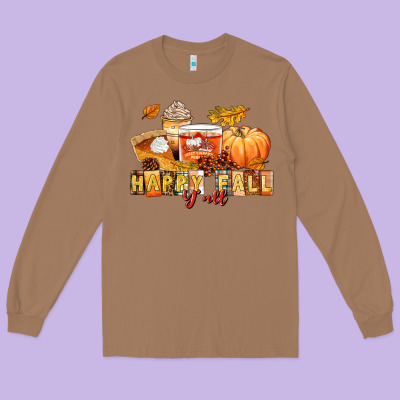 Happy Fall Y'all Long Sleeve Tee Designed By Lillyallendesigns