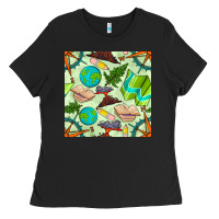 Black geography class seamless pattern Ladies Tee - BundleAndBundleShop