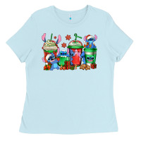 Baby Blue christmas stitch coffee Ladies Tee - Jasminsmagicworld