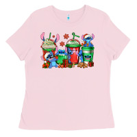 Bubblegum Pink christmas stitch coffee Ladies Tee - Jasminsmagicworld