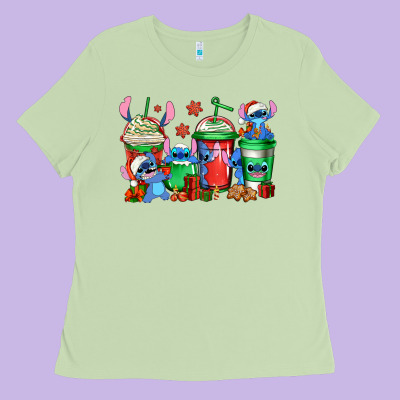 Christmas Stitch Coffee Ladies Tee Designed By Jasminsmagicworld