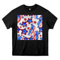 Black 4th of july flip flops seamless pattern Heavy Core Tee - BundleAndBundleShop