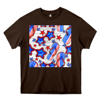 Chocolate Brown 4th of july flip flops seamless pattern Heavy Core Tee - BundleAndBundleShop