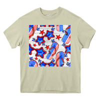 Mossy 4th of july flip flops seamless pattern Heavy Core Tee - BundleAndBundleShop