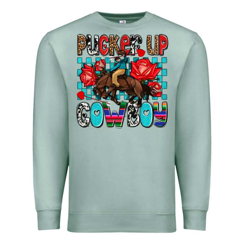 Pucker Up Cowboy Olivia Premium Sweatshirt by OliviaCreatesArt | Teevron