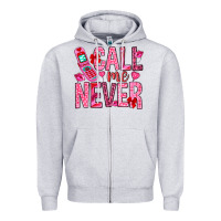 Heather Grey Call me never Valentine's Day Zipper Hoodie - HowdyJamesFarm