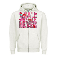 Oatmeal Heather Call me never Valentine's Day Zipper Hoodie - HowdyJamesFarm