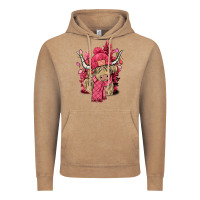 Vintage Coffee pink winter long haired cow Vintage Hoodie - NancyCooperArtShop