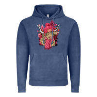 Vintage Denim pink winter long haired cow Vintage Hoodie - NancyCooperArtShop
