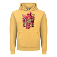 Vintage Mustard pink winter long haired cow Vintage Hoodie - NancyCooperArtShop