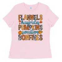 Bubblegum Pink Flannels hayrides Ladies Tee - RanaPortraitStore