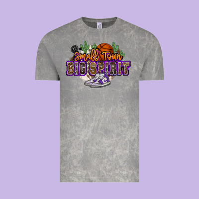 Small Town Big Spirit Basketball Vintage Tee Designed By Nancycooperartshop