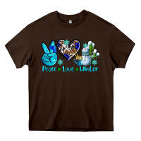 Chocolate Brown peace love winter ado Heavy Core Tee - AdoDesignShop