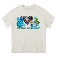 Cream peace love winter ado Heavy Core Tee - AdoDesignShop